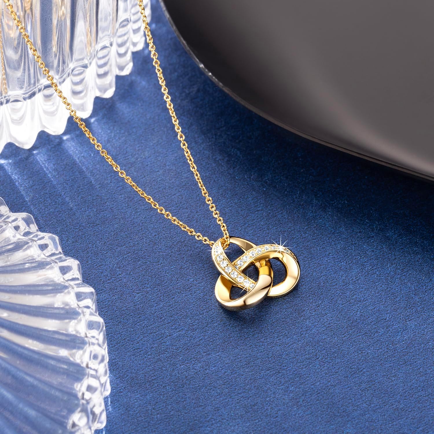 14k Gold Interlocking Infinity Knot Necklace