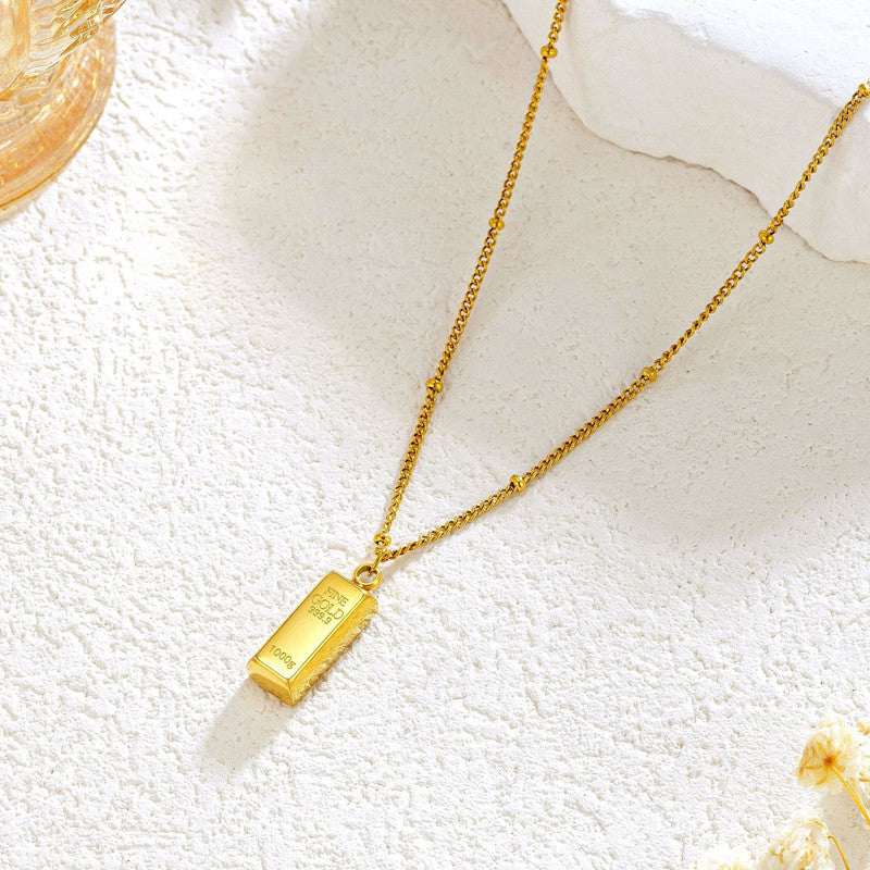 14K gold bar necklace