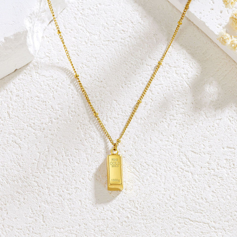 14K gold bar necklace