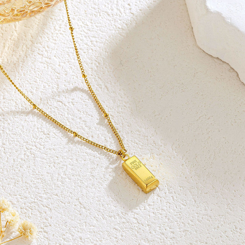 14K gold bar necklace