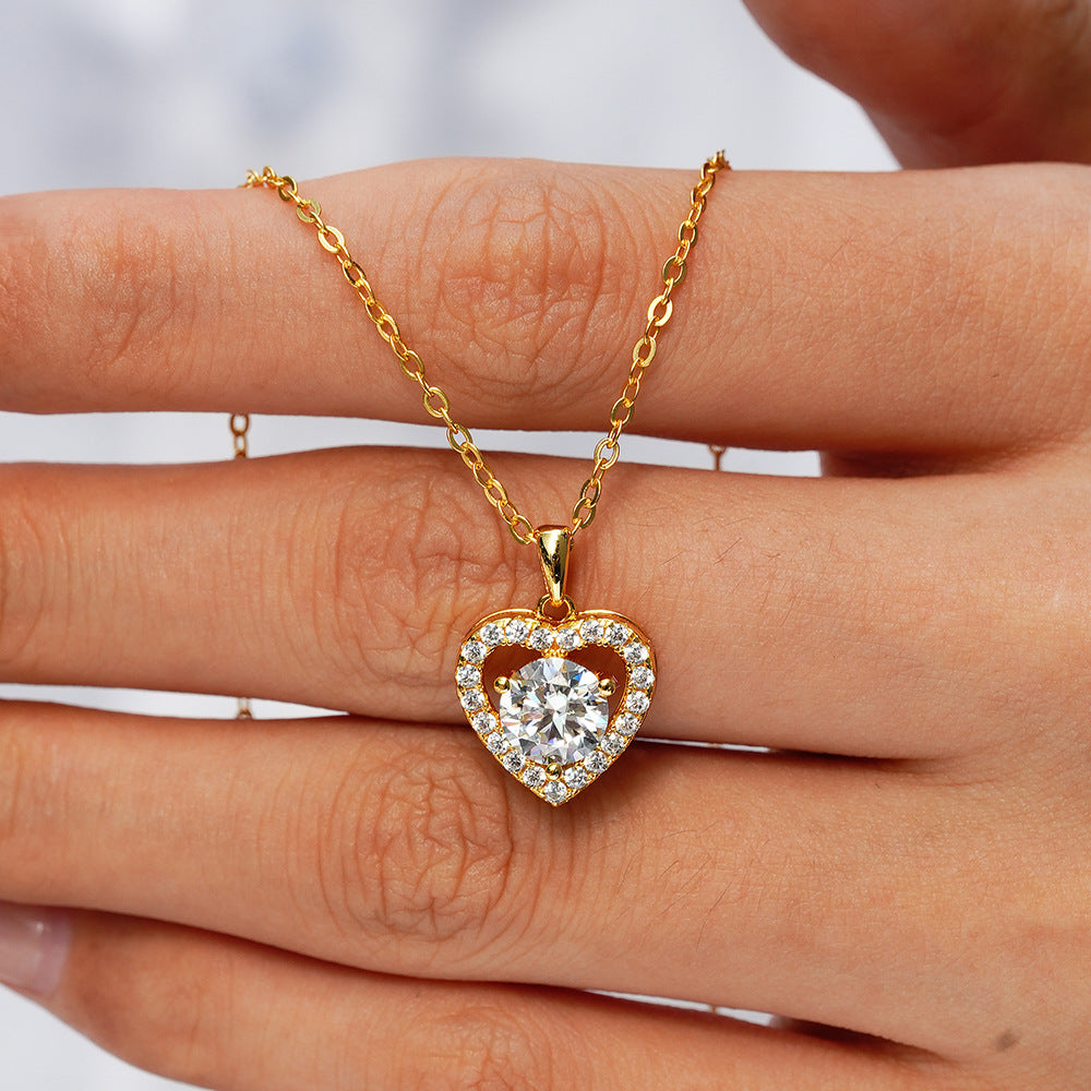 Dainty Moissanite Heart Necklace