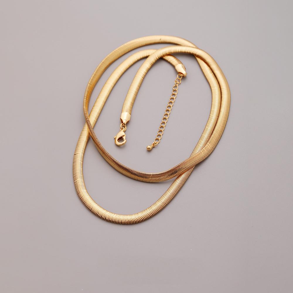 14K Gold Flat Snake Chain Heart Pendant Necklace– Luxe Edition