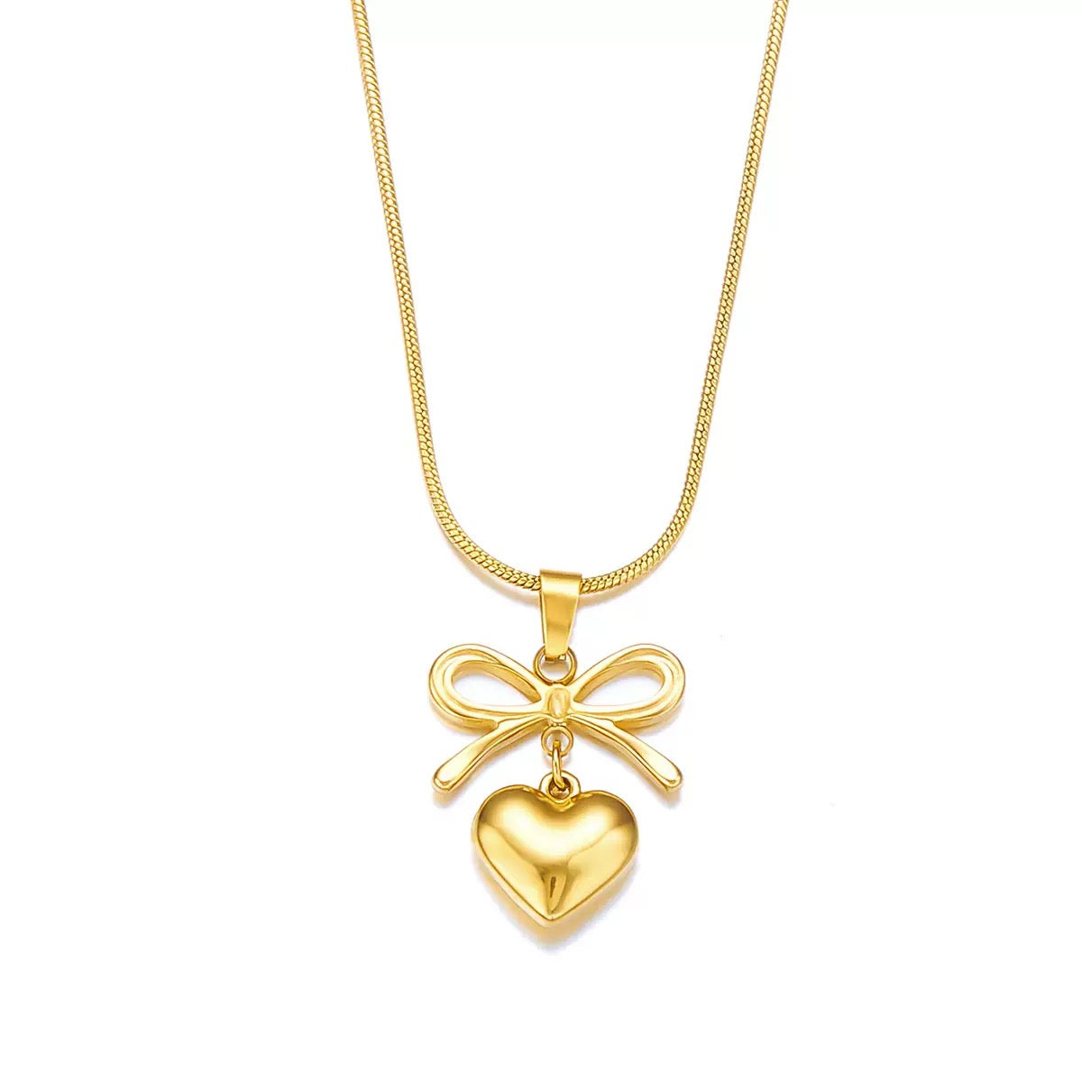 Bow Heart Necklace