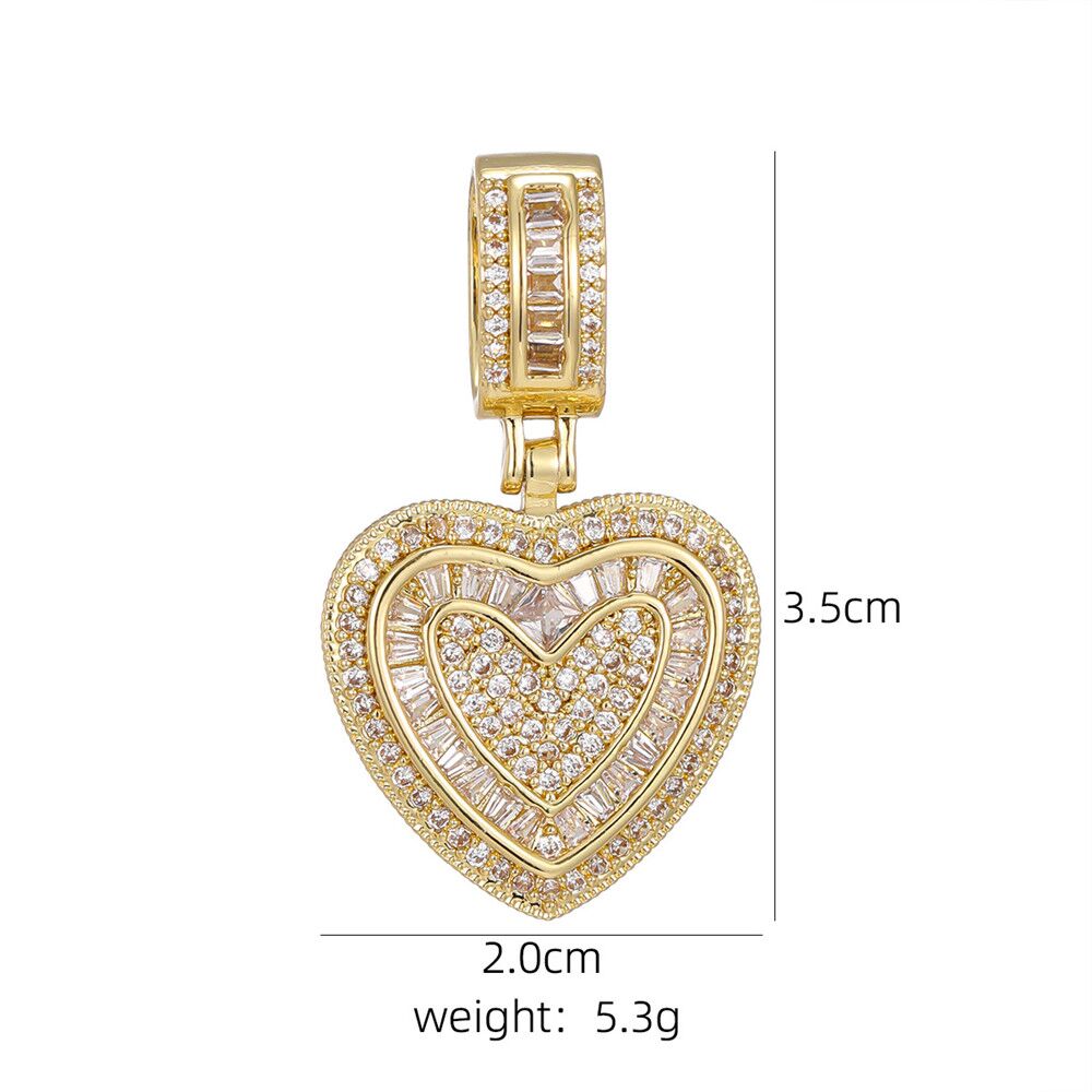 14K Gold Trendy Cubic Zirconia Heart Necklace
