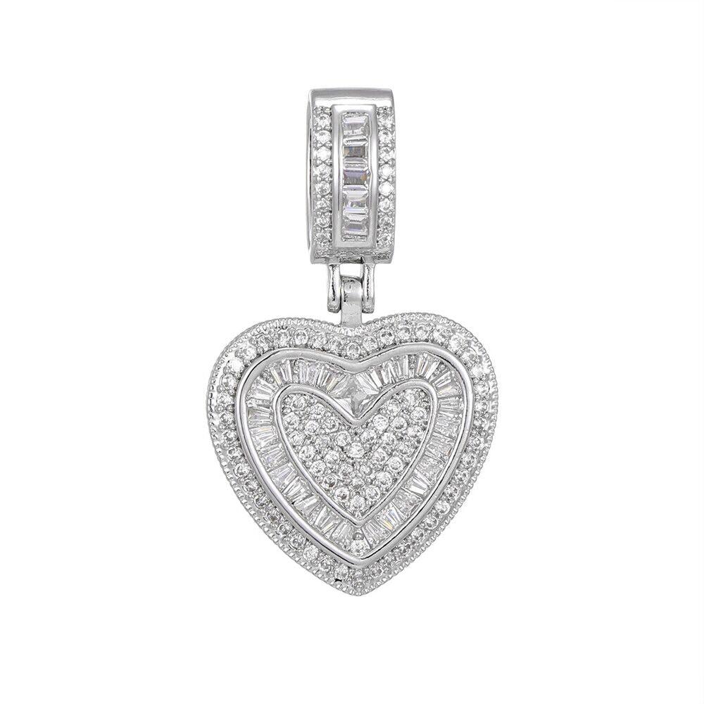 14K Gold Trendy Cubic Zirconia Heart Necklace