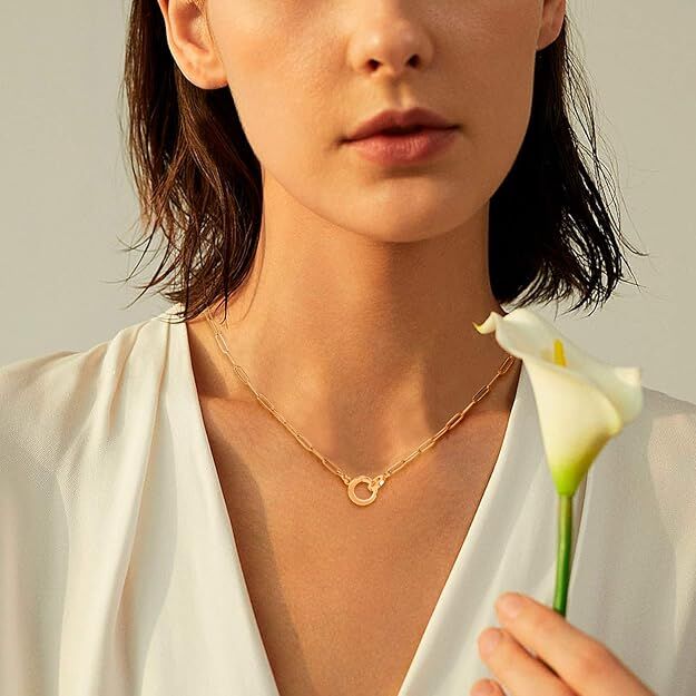 14K Gold Paperclip Necklace