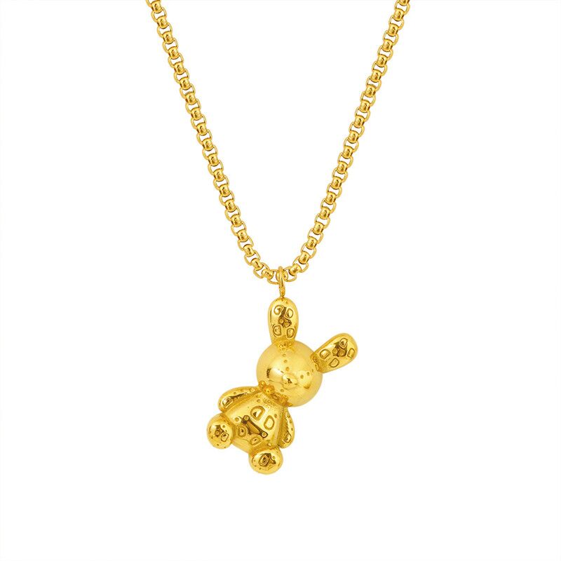 14K Gold Rabbit Pendant Necklace
