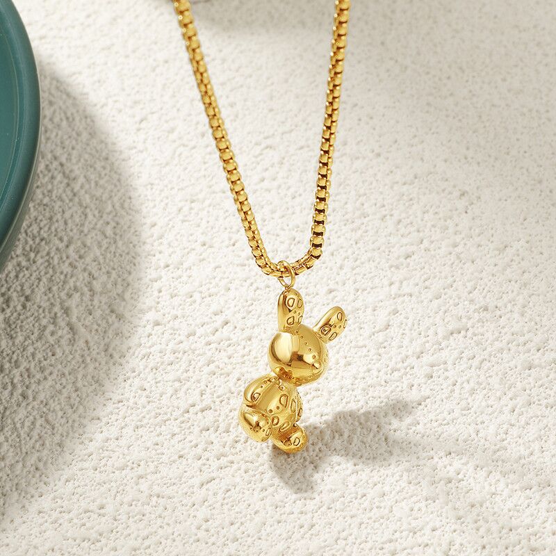 14K Gold Rabbit Pendant Necklace