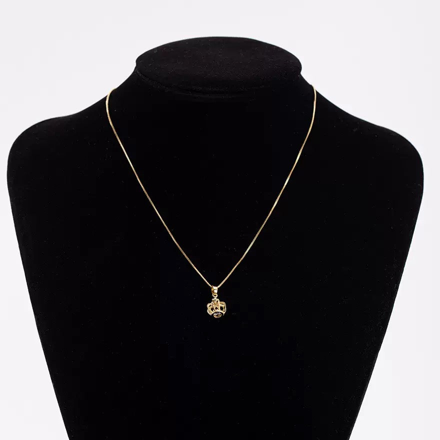 14K Gold Crown Pendant Necklace