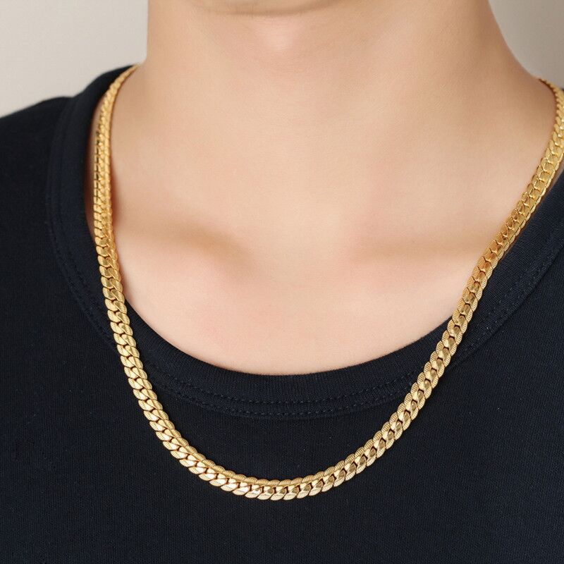 18K Gold Side Necklace - 5mm