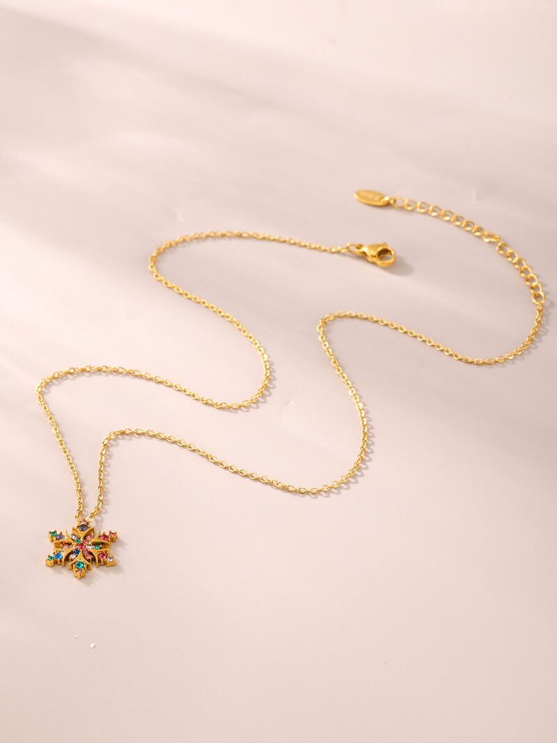 18K Gold Snowflake Necklace