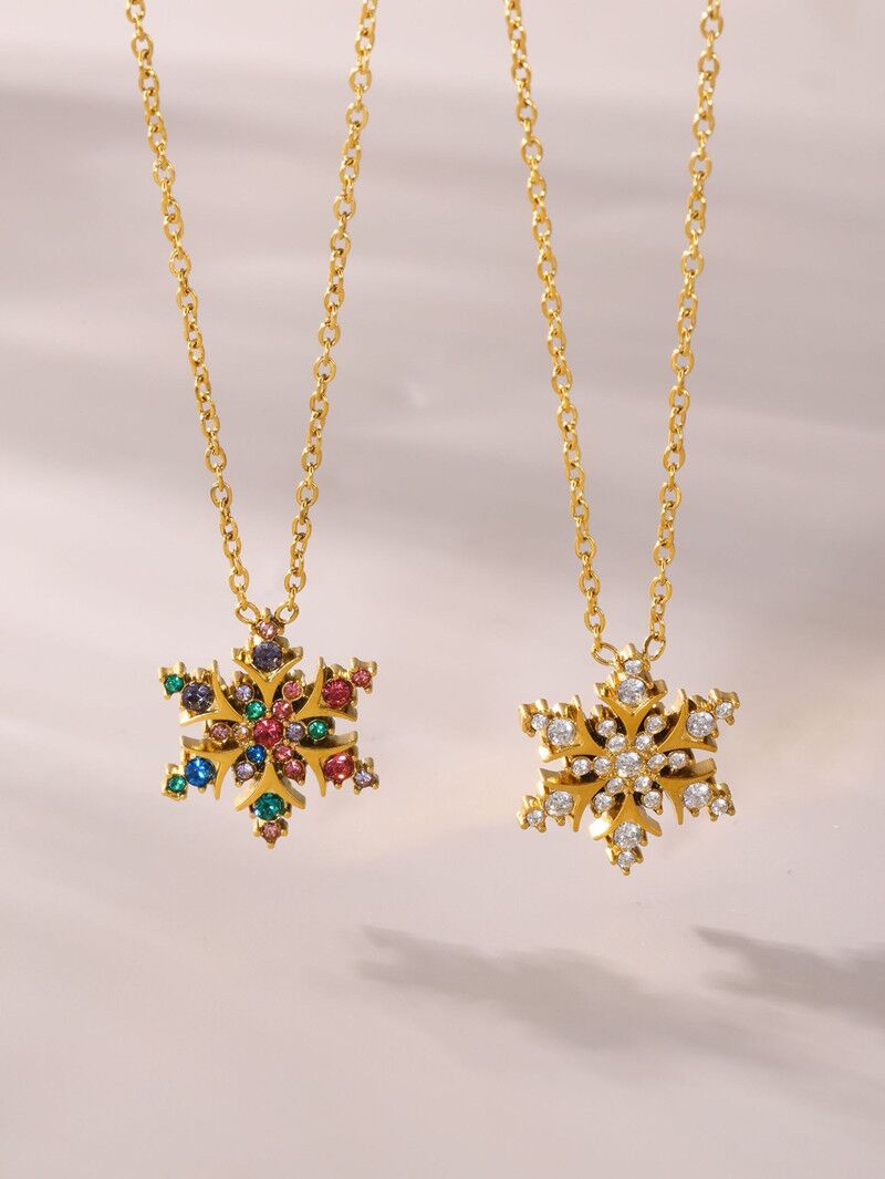 18K Gold Snowflake Necklace