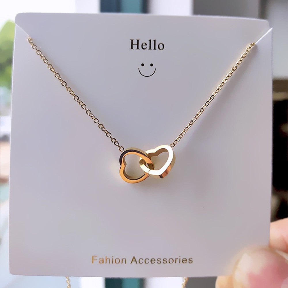 Minimalist Double Heart Titanium Chain