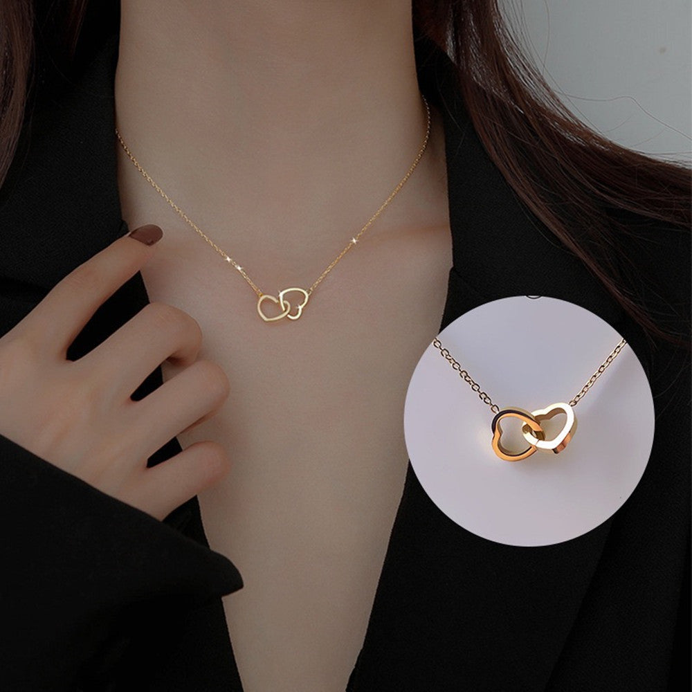 Minimalist Double Heart Titanium Chain