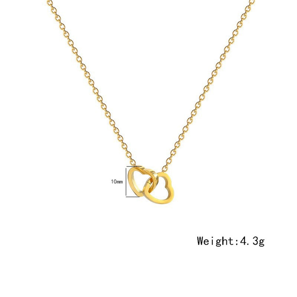 Minimalist Double Heart Titanium Chain