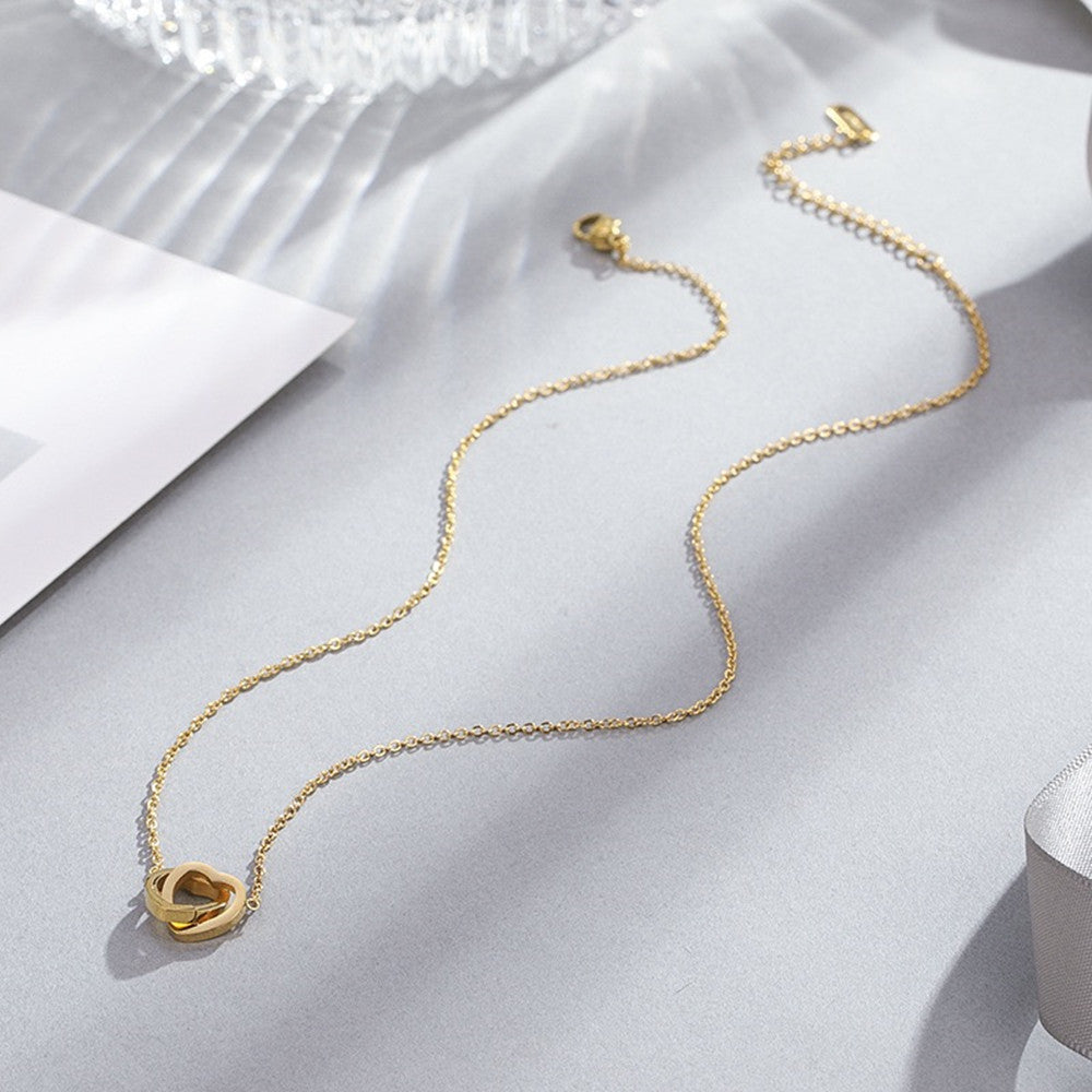 Minimalist Double Heart Titanium Chain