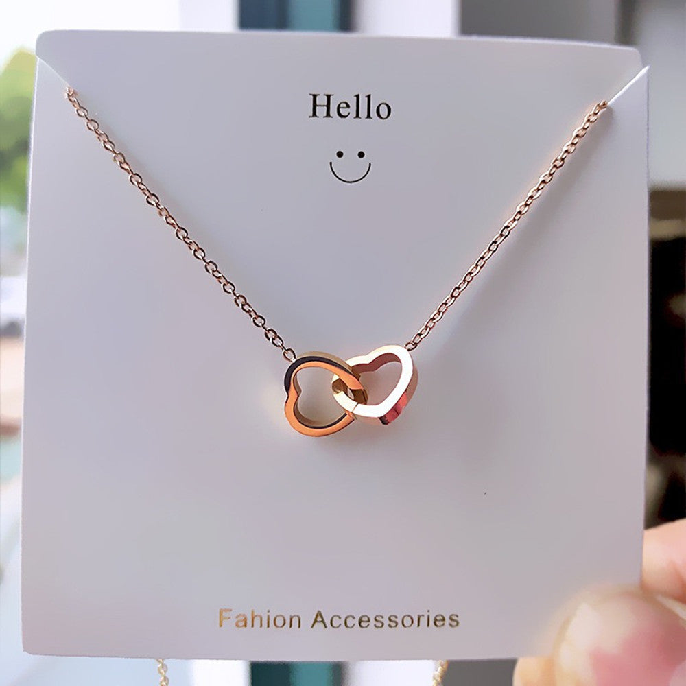 Minimalist Double Heart Titanium Chain