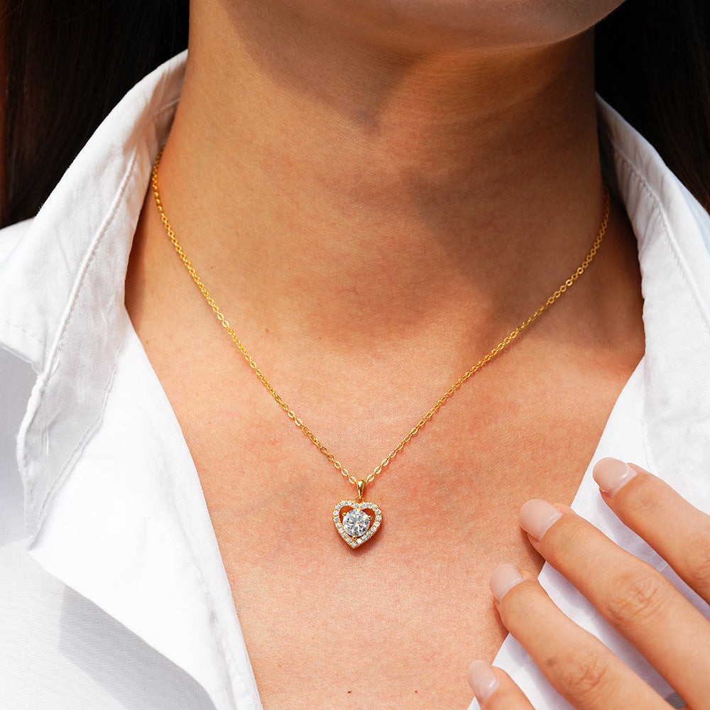 Dainty Moissanite Heart Necklace