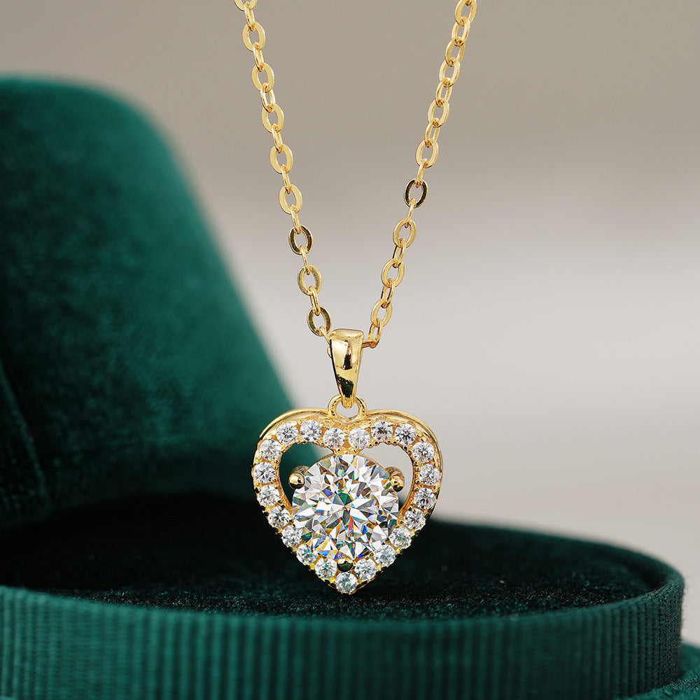 Dainty Moissanite Heart Necklace