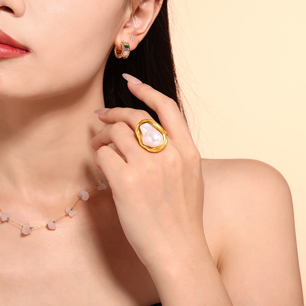 Chic Irregular Pearl Ring