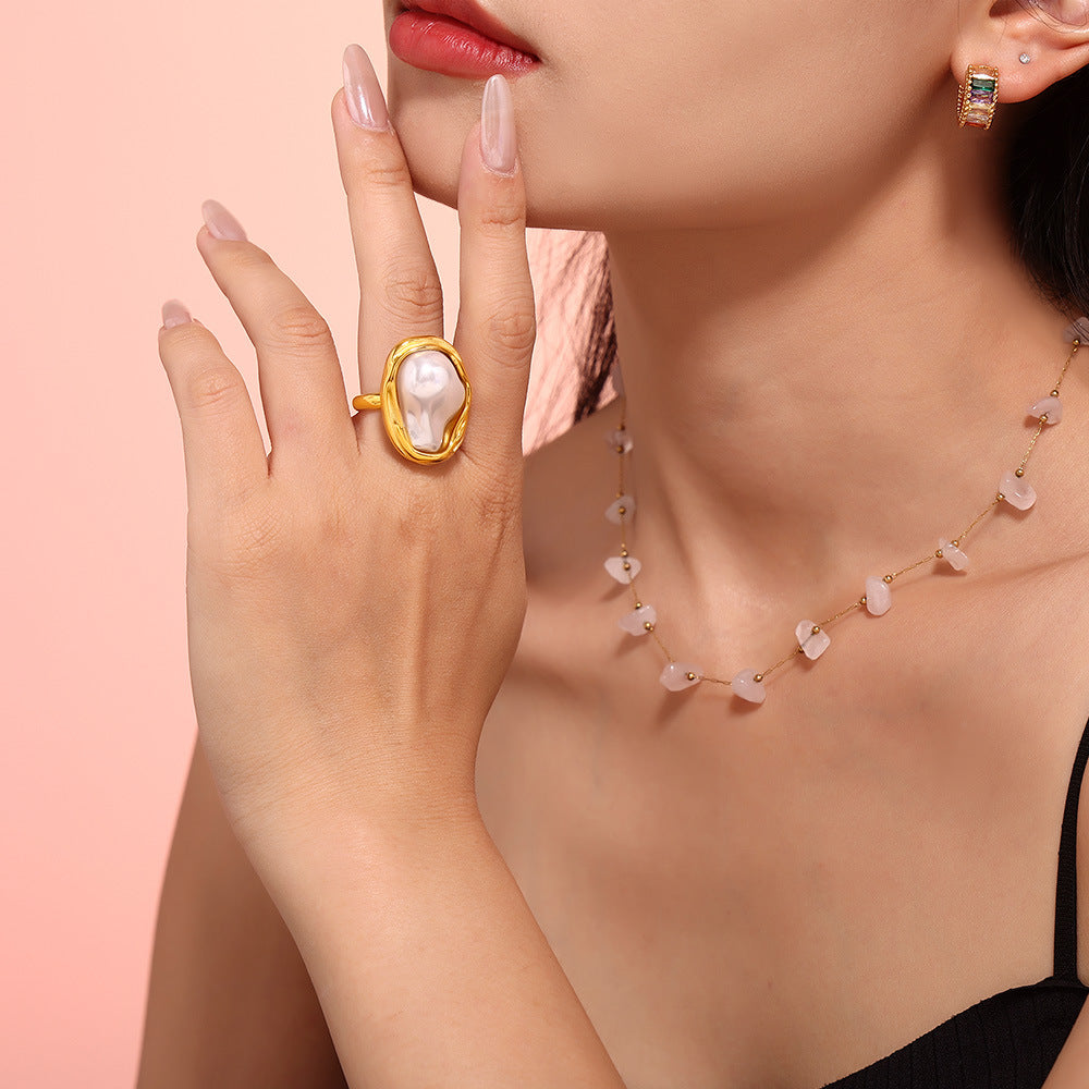 Chic Irregular Pearl Ring