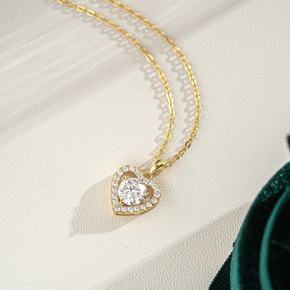 Dainty Moissanite Heart Necklace