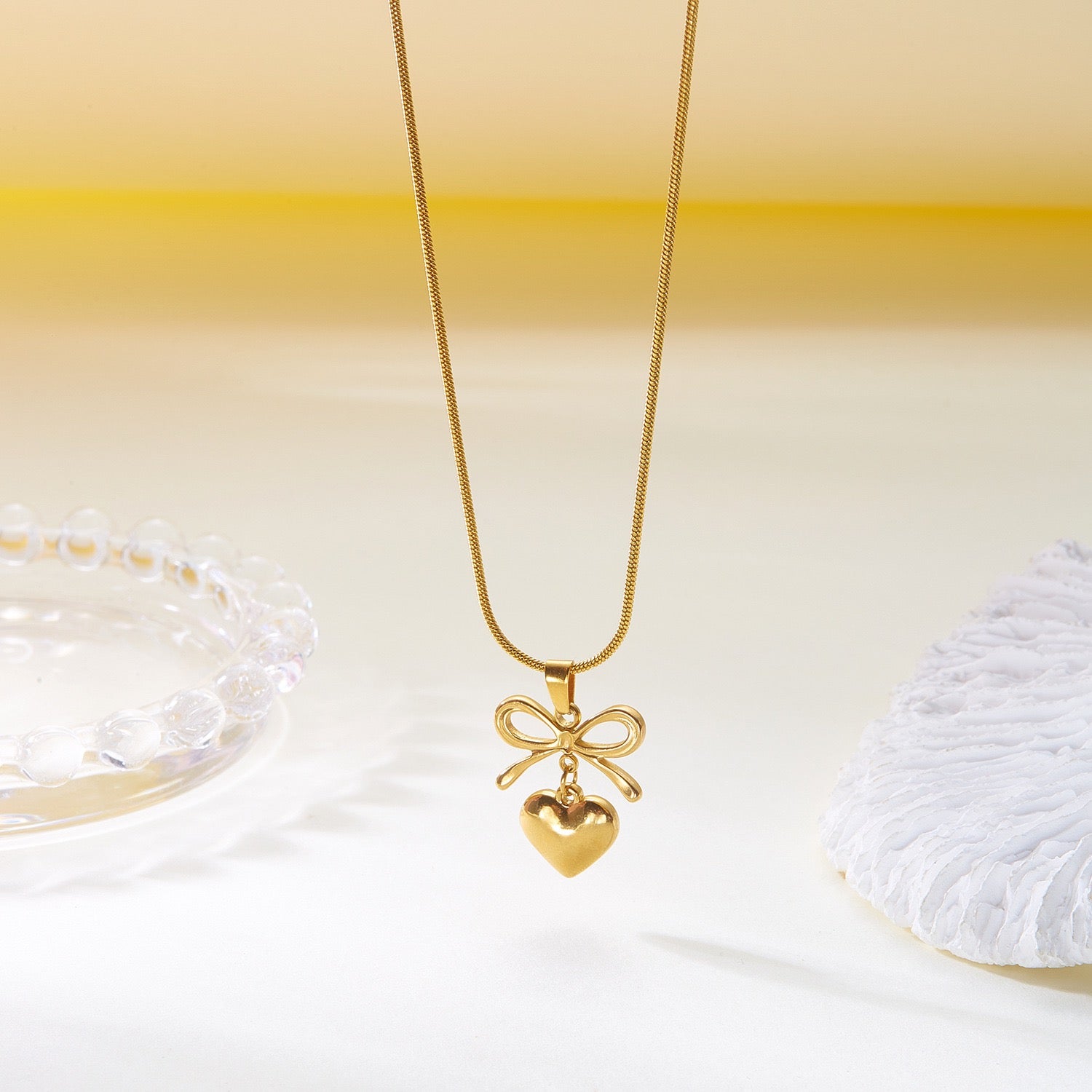 Bow Heart Necklace