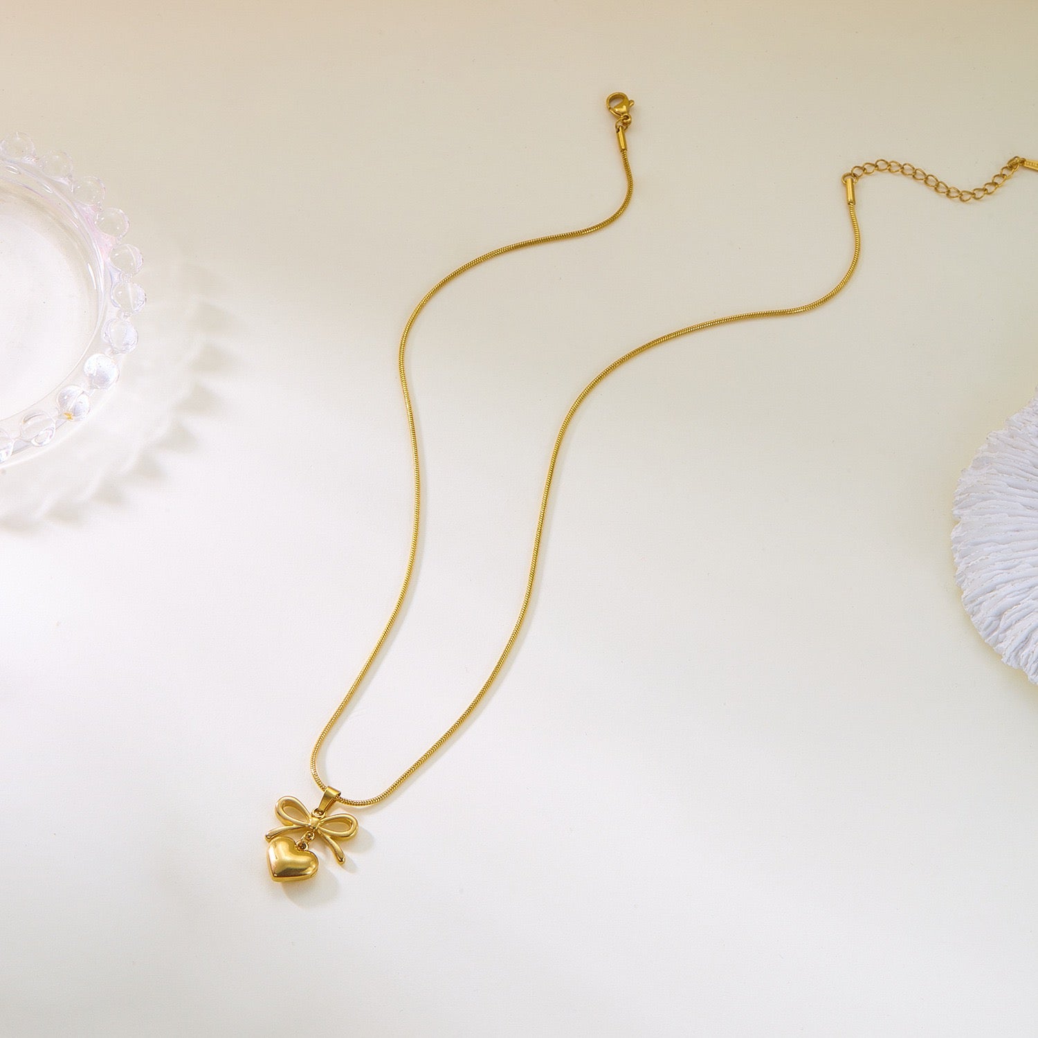 Bow Heart Necklace