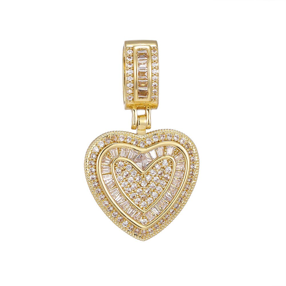 14K Gold Trendy Cubic Zirconia Heart Necklace