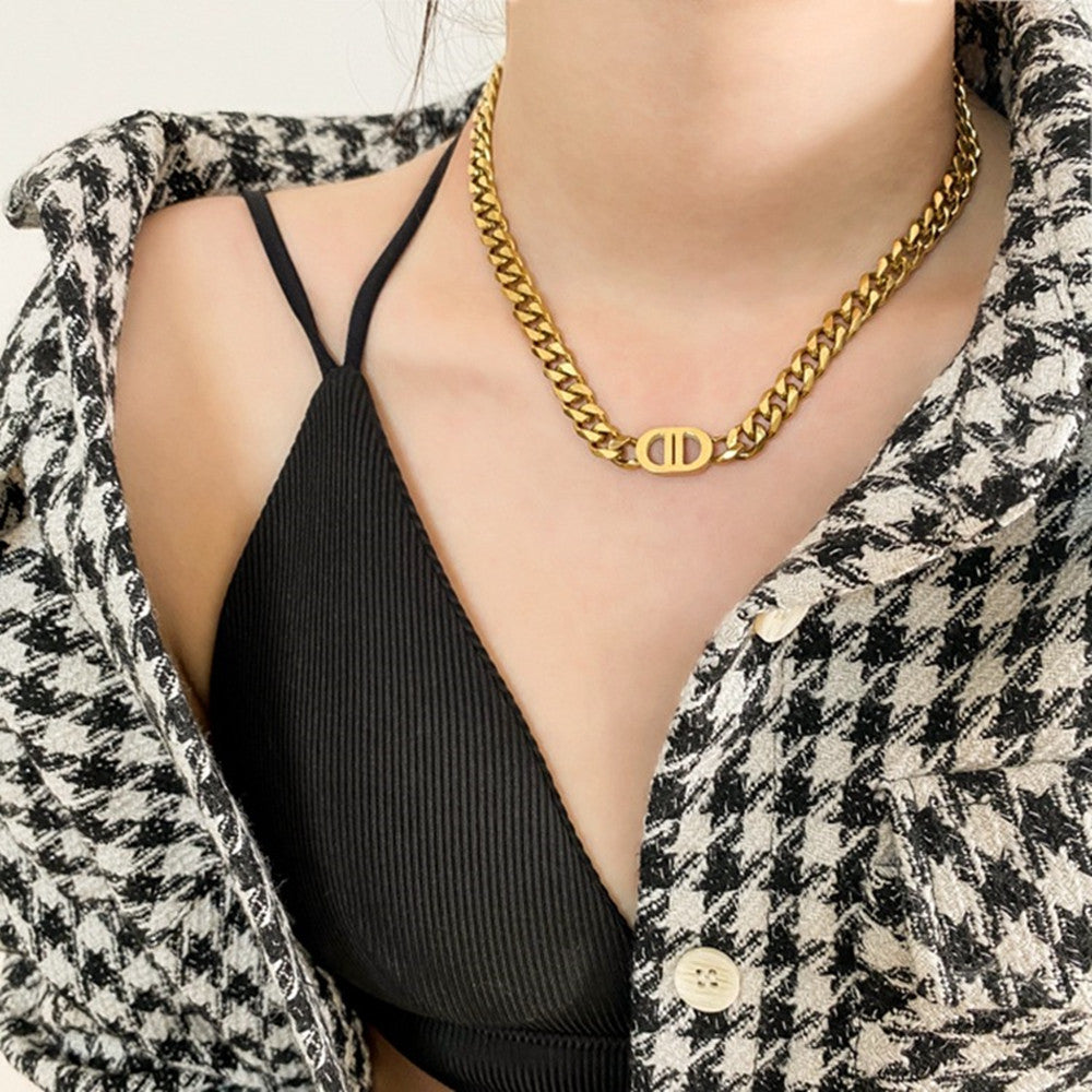 14K Double D Link Necklace