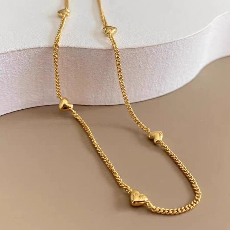 14K Gold Heart Clavicle Necklace