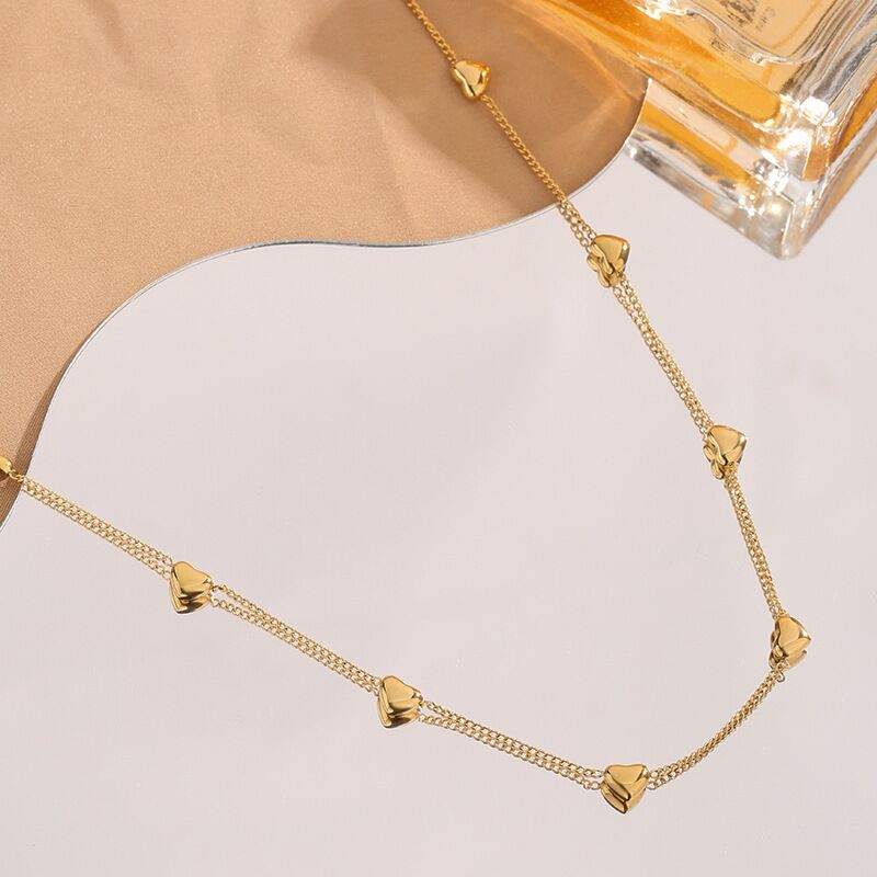 14K Gold Heart Clavicle Necklace