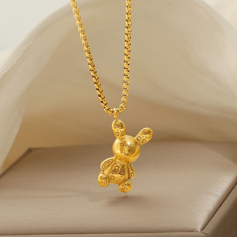 14K Gold Rabbit Pendant Necklace