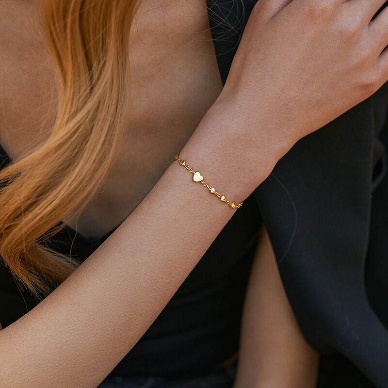 14K Gold Heart Bracelet